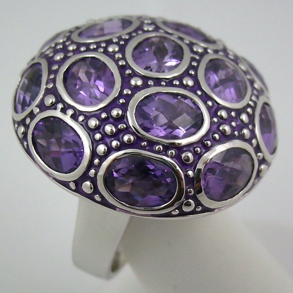 Sima K 8.85ct Amethyst Enameled Ring